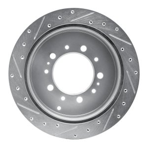 Lexus LX570 Brake Rotor (1) - Rear Right - R1 Concepts - Drilled & Slotted - Silver - `07-`22